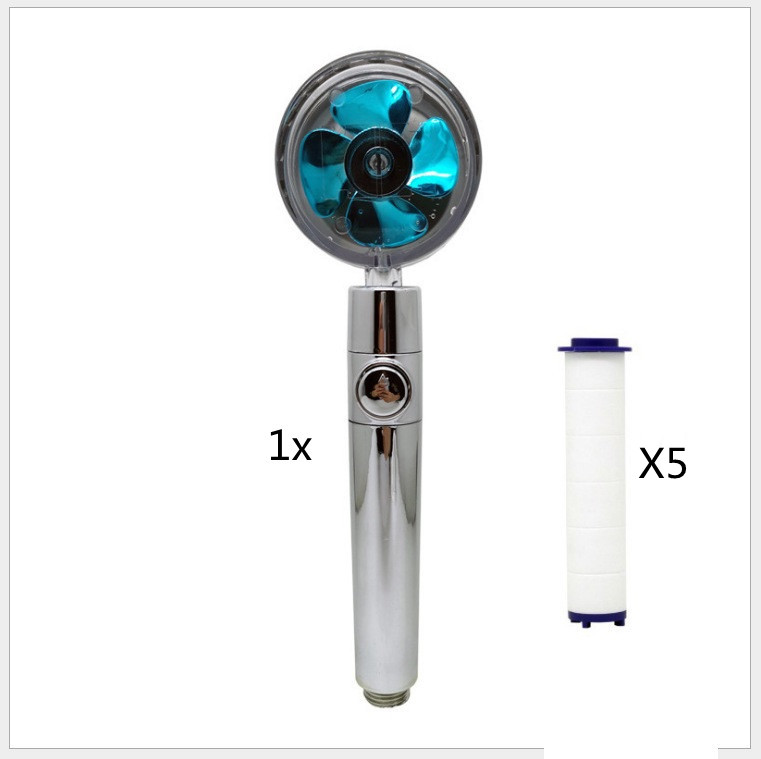 Propeller Driven Shower Head With Stop Button And Cotton Filter Turbocharged High Pressure Handheld Shower Nozzle - Image 55