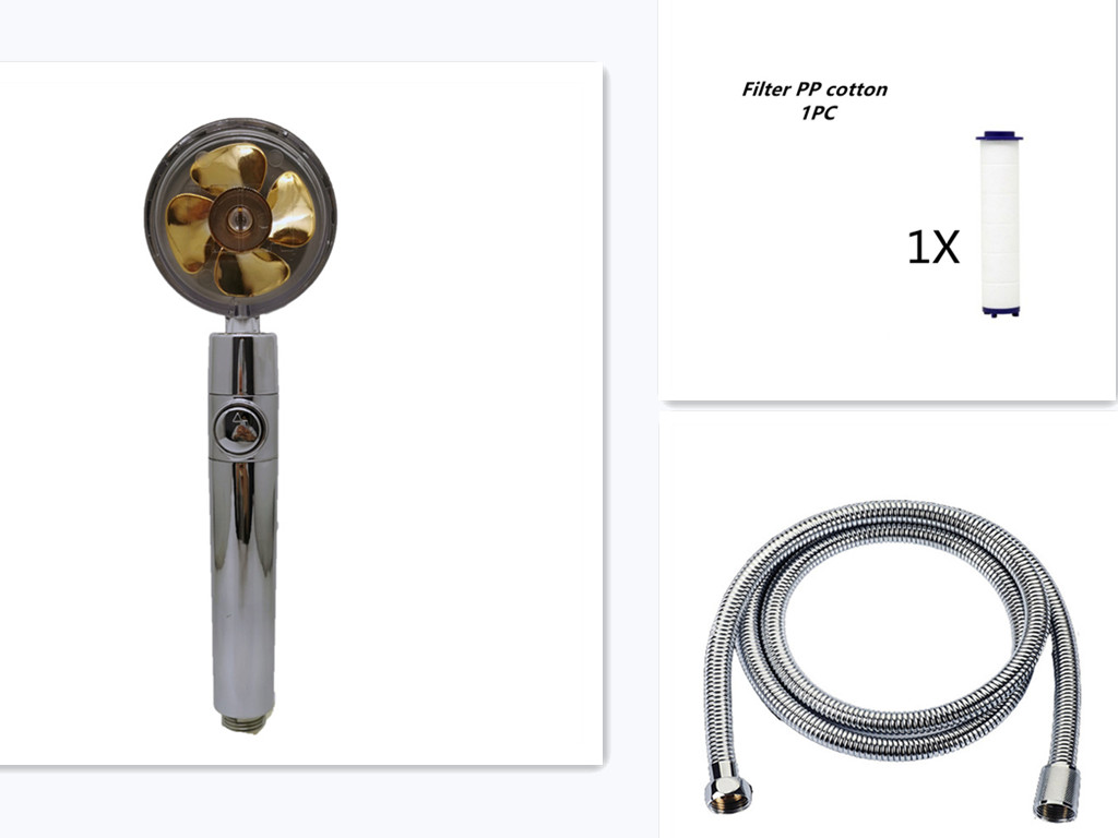 Propeller Driven Shower Head With Stop Button And Cotton Filter Turbocharged High Pressure Handheld Shower Nozzle - Image 35
