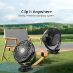OPOLAR 8inch Rechargeable Clip Fan Strong Silent Wind Mini USB Fan Camping Home Outdoor 10,000mAh