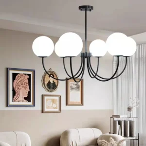Art White Glass Chandeliers Living Room Suspension Light Fixtures E27 Bulb Drop Shipping Bedroom Dining Lamp Black Gold Metal