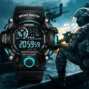 YIKAZE Y73 Men's Watch Digital Sports Electronic Wristwatch Multifunctional Waterproof Luminous Alarm Male's Sports Watch Clock