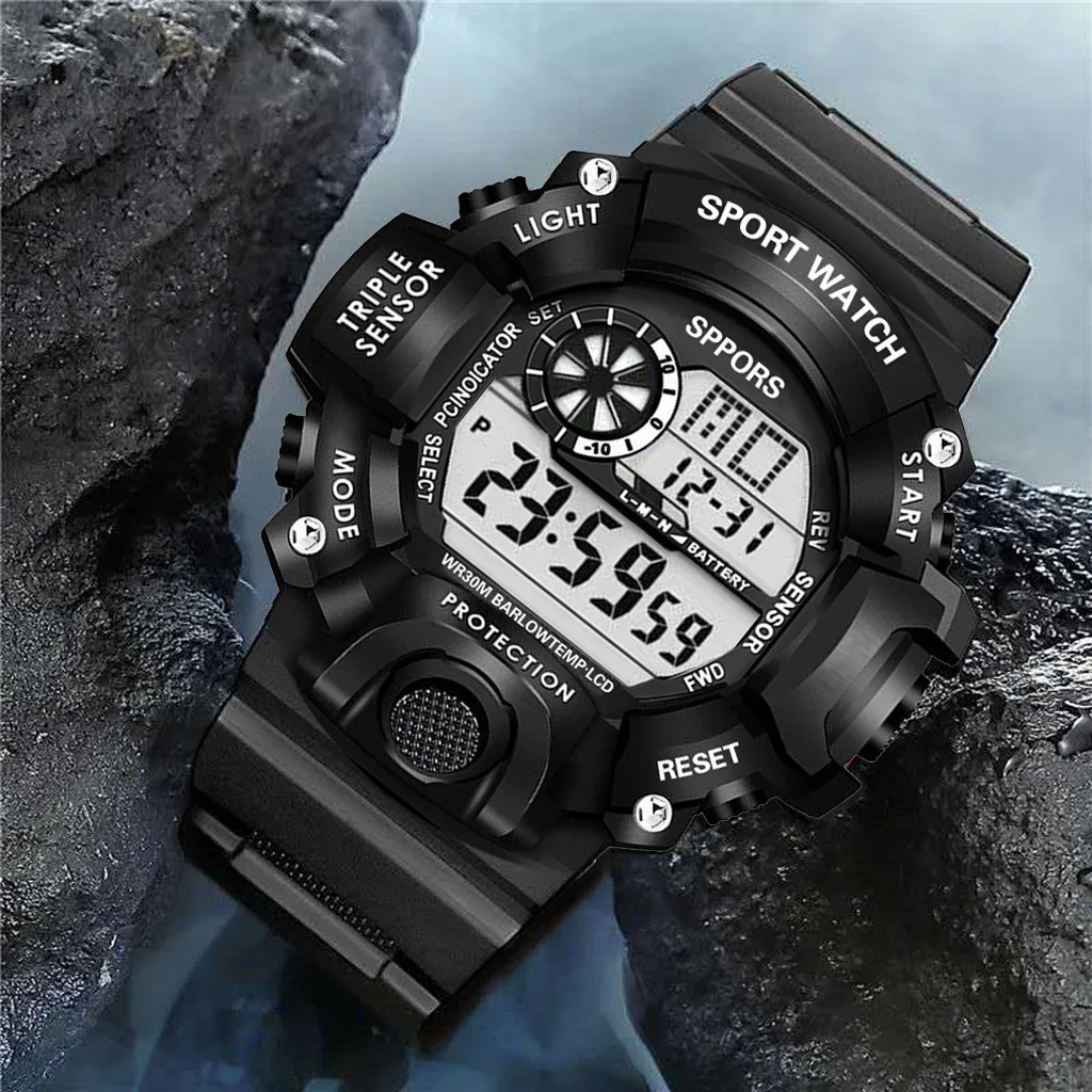 YIKAZE Y73 Men's Watch Digital Sports Electronic Wristwatch Multifunctional Waterproof Luminous Alarm Male's Sports Watch Clock - Image 4