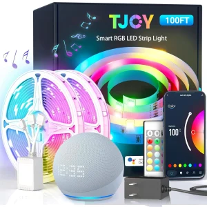 200ft/100ft size intelligent wifi control led light belt, support app control rgb color switch with remote control, built-in mic