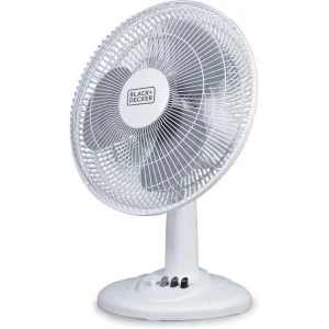 BLACK+DECKER Desk Fan for Home and Office, 12” Fan with 3 Speed Settings, Oscillating Portable Fan for Office Desk, Table Top an
