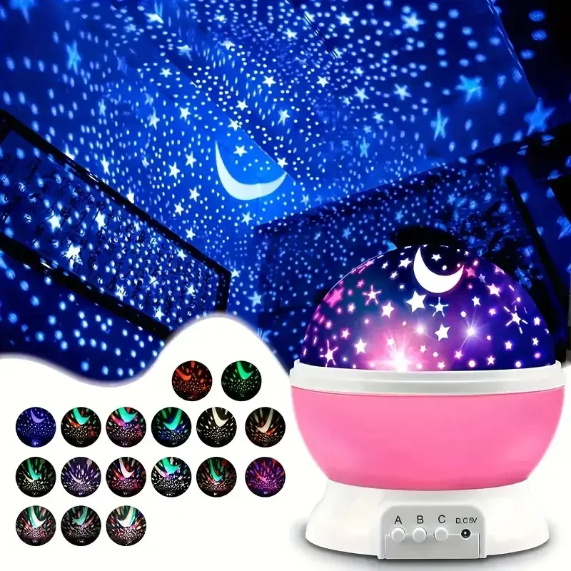 USB powered starry night light projector with moon and stars -360 ° rotatable, 9 color modes - Image 5