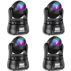Yiflamefly 4Pcs 40W Mini Beam Moving Head Light Stage Light Standard DMX512 13CH for Concert Party Weddings Nightclub Dance Hall