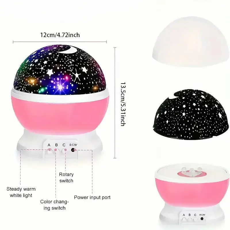USB powered starry night light projector with moon and stars -360 ° rotatable, 9 color modes - Image 6