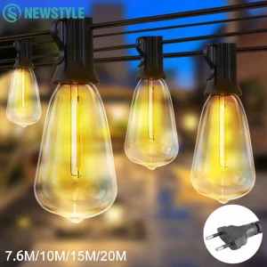 Outdoor String Lights Waterproof  Outside Patio Lights Dimmable ST38 Shatterproof Hanging Light For Bistro Porch Deck Backyard