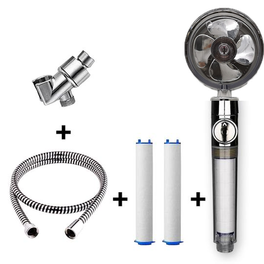 Propeller Driven Shower Head With Stop Button And Cotton Filter Turbocharged High Pressure Handheld Shower Nozzle - Image 43