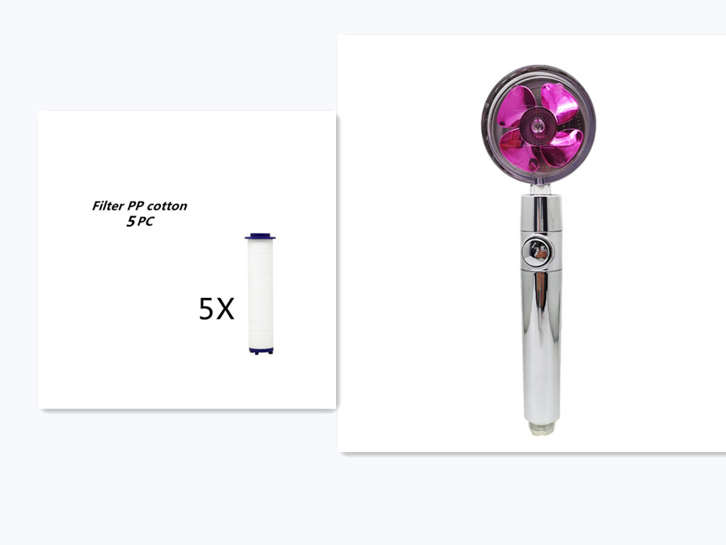Propeller Driven Shower Head With Stop Button And Cotton Filter Turbocharged High Pressure Handheld Shower Nozzle - Image 56