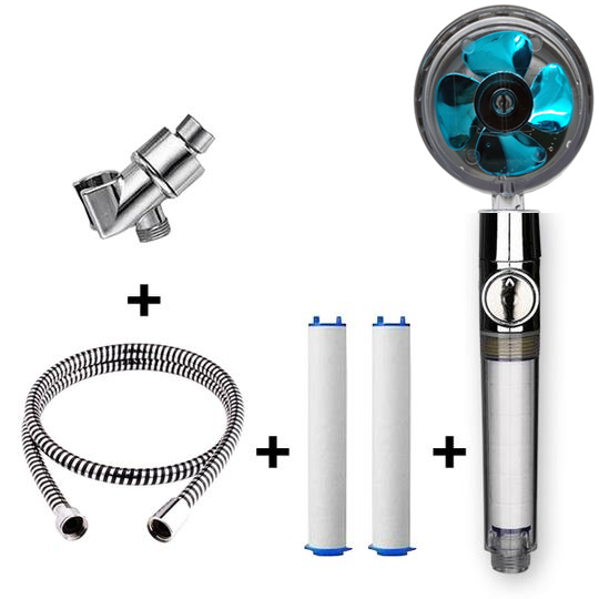 Propeller Driven Shower Head With Stop Button And Cotton Filter Turbocharged High Pressure Handheld Shower Nozzle - Image 42