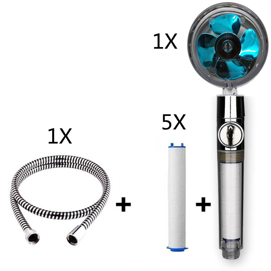 Propeller Driven Shower Head With Stop Button And Cotton Filter Turbocharged High Pressure Handheld Shower Nozzle - Image 53