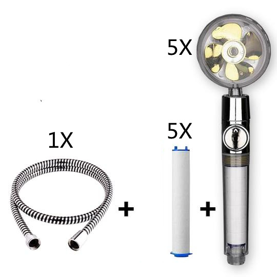 Propeller Driven Shower Head With Stop Button And Cotton Filter Turbocharged High Pressure Handheld Shower Nozzle - Image 48